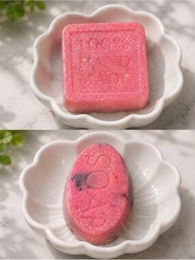 2pc pink hibiscus Soap with REAL ROSE PETALS GOAT milk based with vitamins